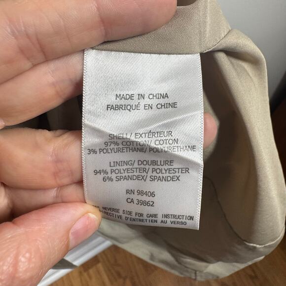 Theory Trench Coat Women L Tan Midi Long Sleeve Double Breast Minimal Career - Picture 9 of 10